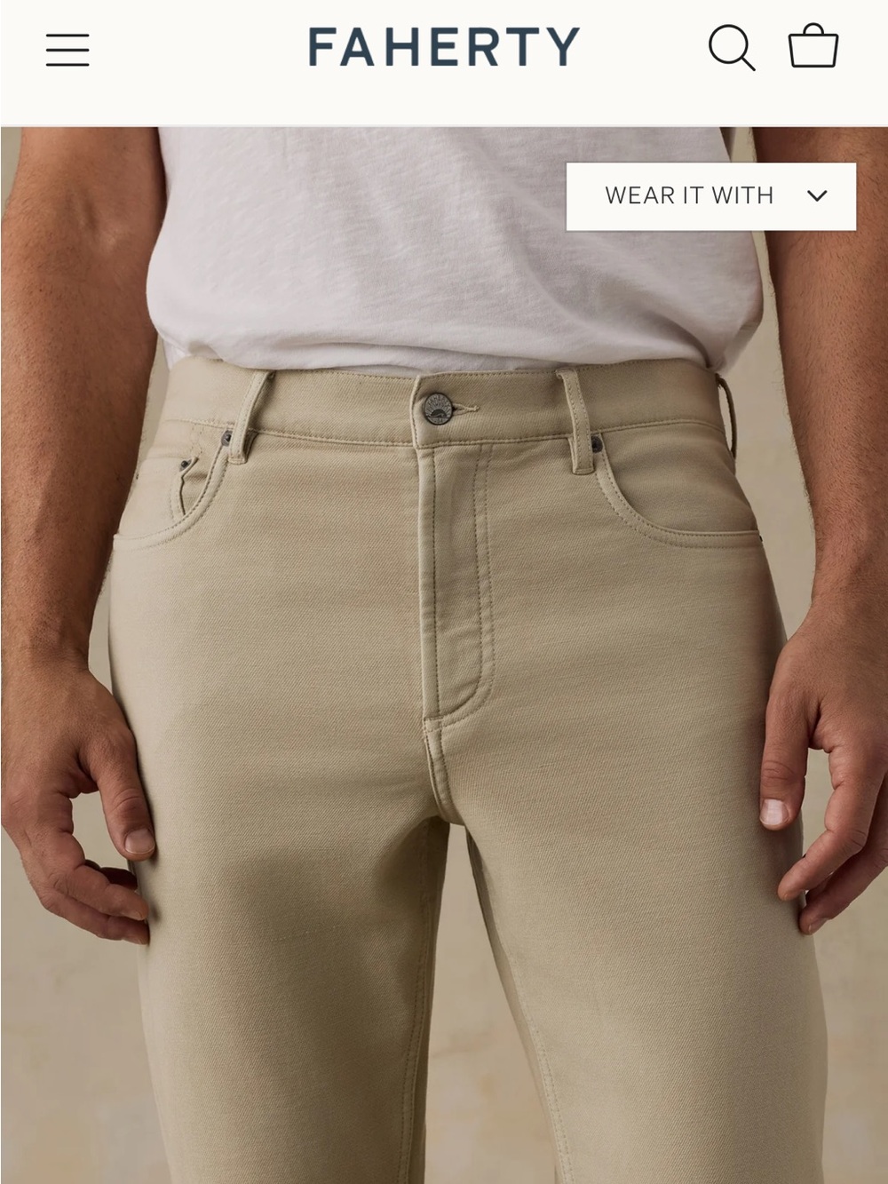 Faherty 5 pocket stretch stone tan Pant Mens Size 30